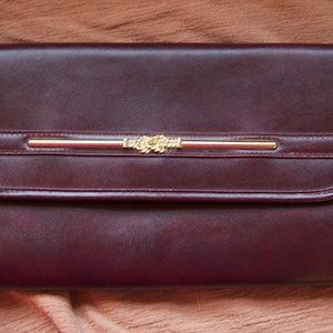 Vintage 1980s Burgundy Maroon Shoulder Bag or Clutch with Removable Shoulder Strap