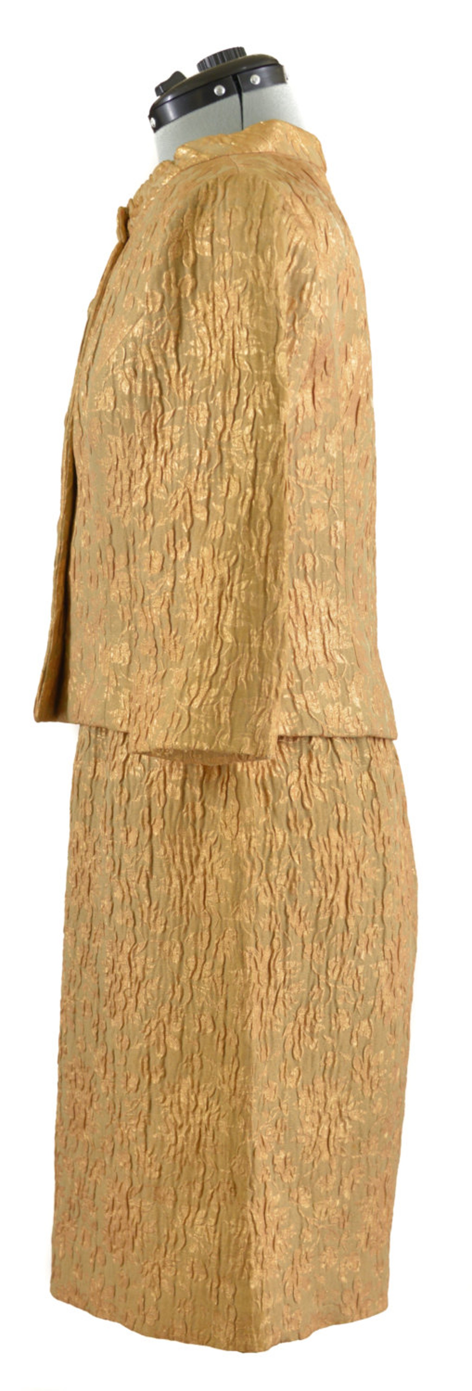 Vintage Custom Made Edith Meiser Gold Cocktail Dress Suit Set With ...