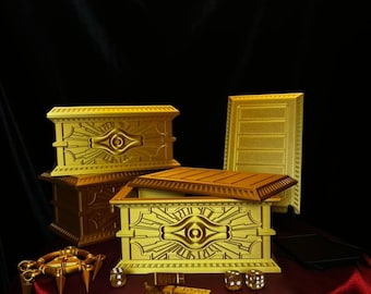 Caja de cartas coleccionables inspirada en el Sarcófago del Milenio de Yu-Gi-Oh!