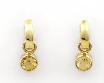 Garnet Yellow Earrings on 14K Gold Hoops, Timeless Fine Handmade Accessories