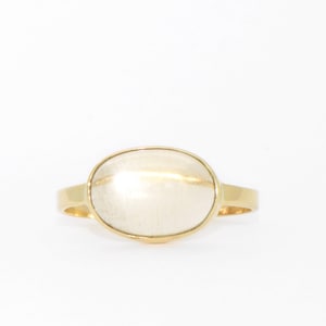 Moonstone Ethereal Goddess Handcrafted Ring In Solid 14K Yellow Gold Mystical Luxury