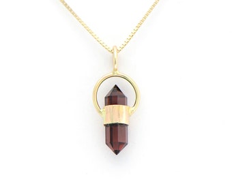 Garnet Red Charm Pendant, A Lucious Hue in a 14K Solid Gold Handmade Setting