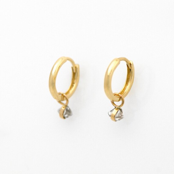 Micro Herkimer Diamond Earring Jackets in 14K Gold on Huggy | Etsy