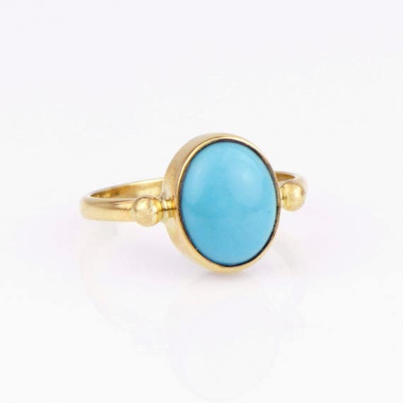 Turquoise (sleeping Beauty Mine of Arizona ) Ring Set in Solid 14K