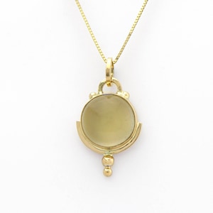 Mondstein Golden Anhänger in 14k Gold-Art-Deco-inspiriert Stil Feiner handgemachter Schmuck