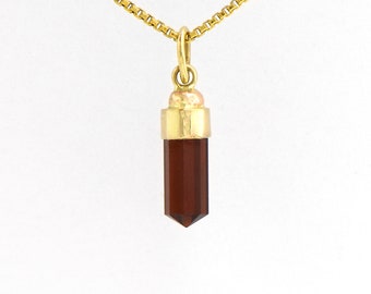 Garnet Red Custom Charm Pendant, A Little Natural Crystal set in 14K Solid Gold Handmade With Love and so Wearable