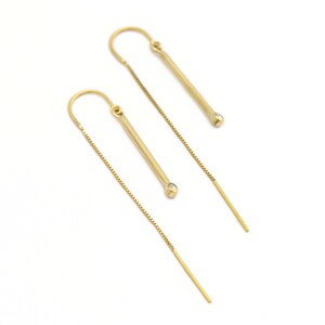 Eleganti orecchini pendenti minimalisti a forma di bastone in oro massiccio 14K con piccoli diamanti scintillanti da 2 mm, autentici e privi di sostanze inquinanti. Fatti a mano!
