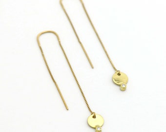 Diamond 'Disco' Earrings Handcrafted in Solid 14K Gold, Sparkly and Light to Dance the Night Away, Dainty Little Gems