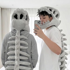 Wearable Dinosaur Skeleton Plush – Giant Fossil Shell Costume & Pillow – Brainrot Decoration - ROBLOX Funny Dress-Up Gift (75cm / 115cm)