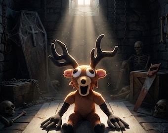 99 Nächte im Wald Hirsch-Plüschtier – Gruselig-süßes Stofftier & Geschenk für Gamer (inspiriert von Roblox)