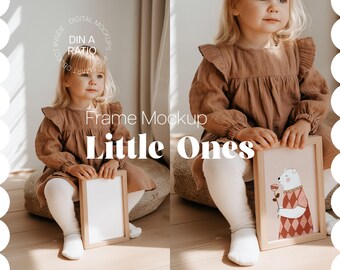 Warm Nursery Frame Mockup: Little Ones - Girl, kids Scandinavian Style (PSD and JPG) - DIN A