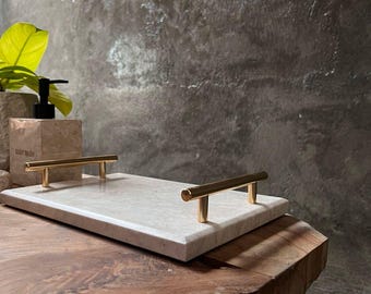 Mother-of-pearl luxury marble serving tray handmade marble tray