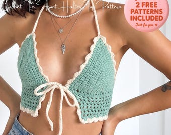 Patron de haut dos nu au crochet PDF | Haut au crochet noué sur le devant | Modèle de brassière d'été | Adapté aux débutants | TP–XXXL
