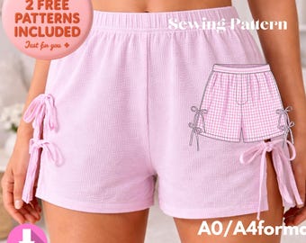 Patron de short de détente à nouer sur le côté, taille élastique, coupe ample (téléchargement PDF)