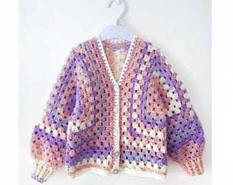 Hexagon Crochet Cardigan Pattern – Granny Square Sweater PDF (Digital Download)