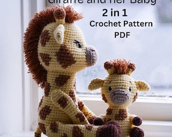 Giraffe and her Baby Amigurumi Pattern PDF | Safari Animal Crochet | Digital Download