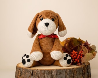 Crochet Dog Toy | Amigurumi Puppy Plush | Soft Baby Toy | Nursery Decor Gift