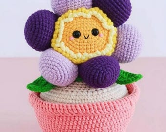 Crochet Flower Amigurumi Pattern – Potted Plush Doll, Kawaii Plant Toy (PDF Download)