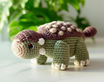 PDF Amigurumi Ankylosaurus Easy Dinosaur Plush Tutorial, Unique Ankylosaurus DIY Download