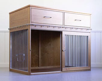 Jaula para perros de madera de roble: perrera de lujo para interiores