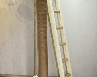 Rascador alto para gatos de 180 cm con escalera – Torre de yute para gatos