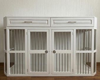 Mueble de lujo para jaulas de madera para perros: armario doble de 180 cm