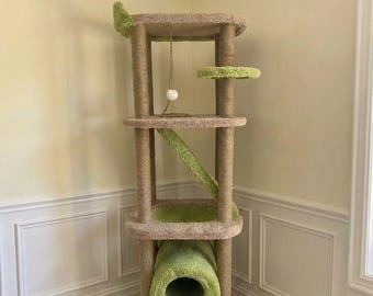 Árbol para gatos alto de 195 cm – Torre para gatos de varios niveles con túnel
