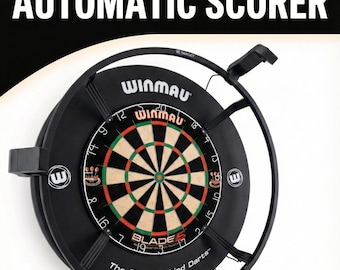 May include: Black dartboard with the text "AUTOMATIC SCORER" at the top. The dartboard has a black frame and a classic target design with red, green, and tan sections. The brand "WINMAU" is visible.