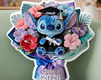 Almohada de graduación personalizada, regalo personalizado con el nombre James, promoción de 2026, lindo ramo de peluches de dibujos animados, regalo de graduación para niños, regalo de recuerdo.