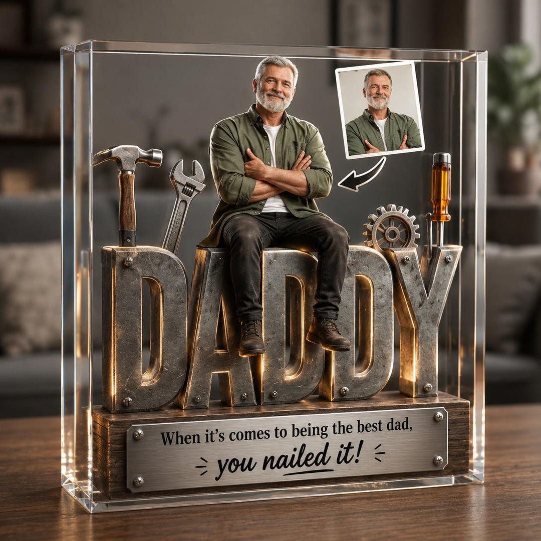 Personalized Daddy 2D Flat Acrylic Block, Custom Photo Father’s Day ...
