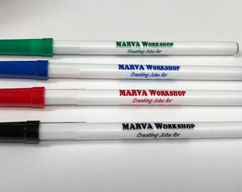 Personalized White Stick Pens (Pkg of 100) with Your Choice of Trim & Imprint Color -- Free Shipping