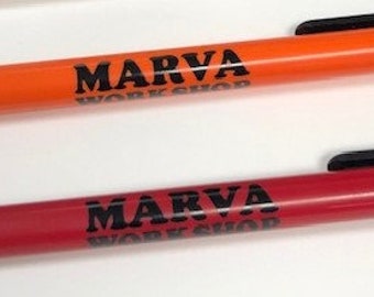 Custom Basic Retractable Pens w. Your Choice Pen Color -- Pkg of 30 -- Personalized with Your Info -- Free Shipping