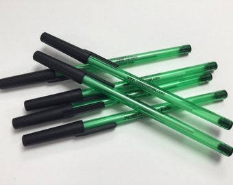 Translucent Ballpoint Stick Pens, Green with Black Trim & Black Imprint, Custom Personalized for You