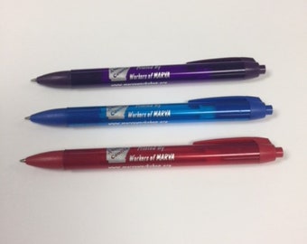 Wide Body Pens, Pkg of 30 -- Mix of Red, Blue & Purple with Silver Imprint -- Free Shipping