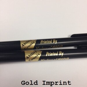 Custom Black Retractable Pens w. Your Choice Imprint Color Personalized with Your Info Free Shipping image 4