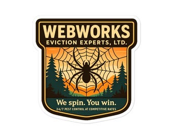 Spider Vinyl Sticker | Funny Wildlife Badge Decal | WebWorks Eviction Experts