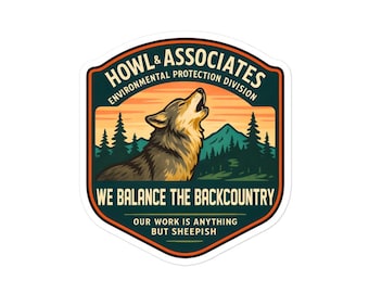 Wolf Vinyl Sticker | Funny Wildlife Badge Decal | Howl & Associates