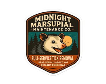 Opossum Vinyl Sticker | Funny Wildlife Badge Decal | Midnight Marsupial Maintenance