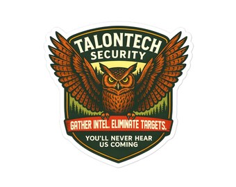 Owl Vinyl Sticker | Funny Wildlife Badge Decal | TalonTech Security