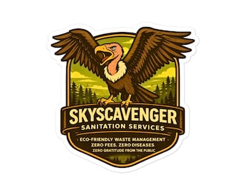 Vulture Vinyl Sticker | Funny Wildlife Badge Decal | SkyScavenger Sanitation Services