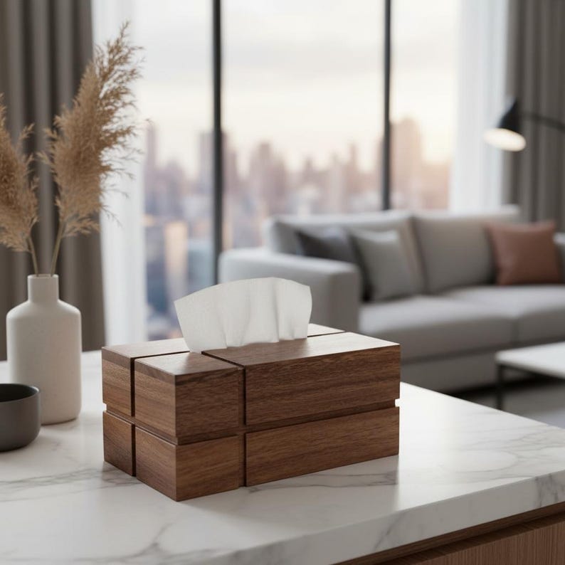 Walnut Tissue Box Solid Walnut Retro Style Tissue Box Holder - Etsy