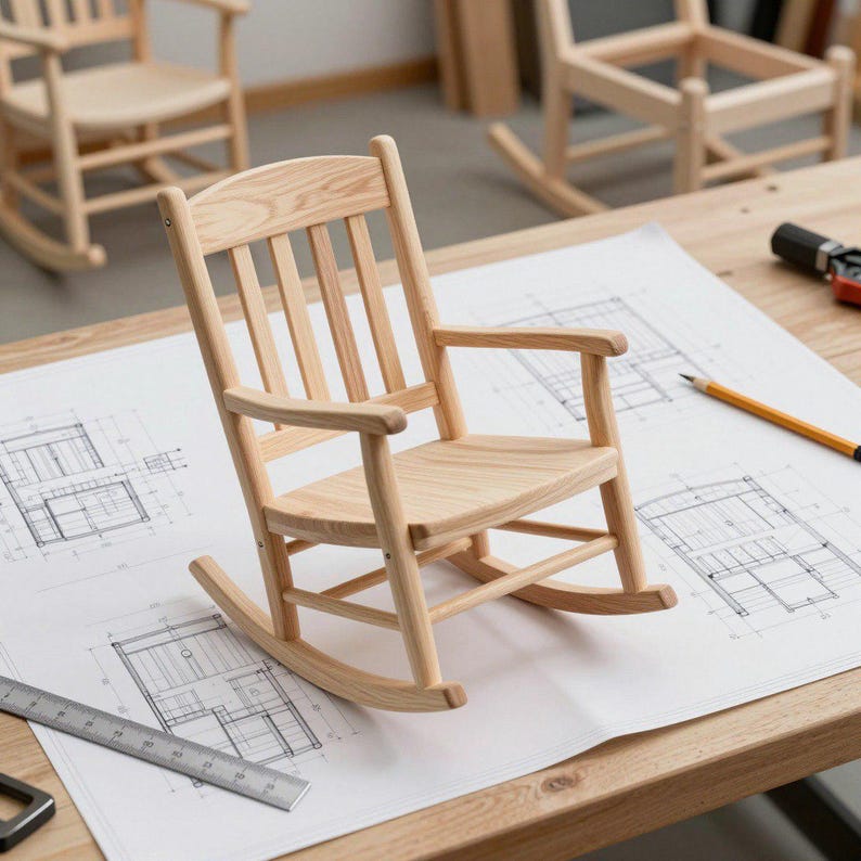 Pencil Rocking Chair Rocking Chair Woodworking Plans | DIY Furniture Guide (PDF) - Etsy