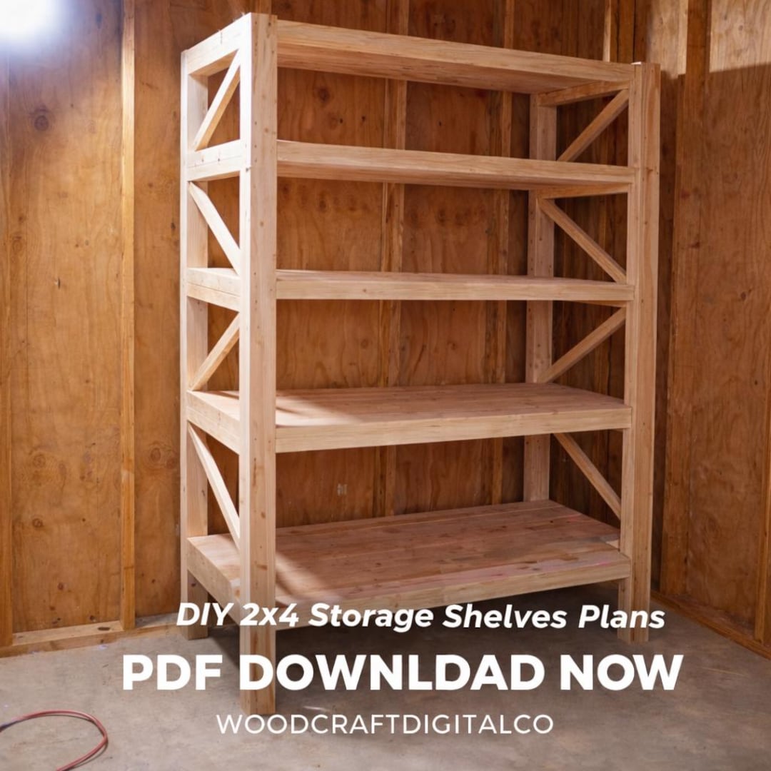 DIY 2x4 Storage Shelves Plans | Heavy Duty Garage Shelving Blueprint ...
