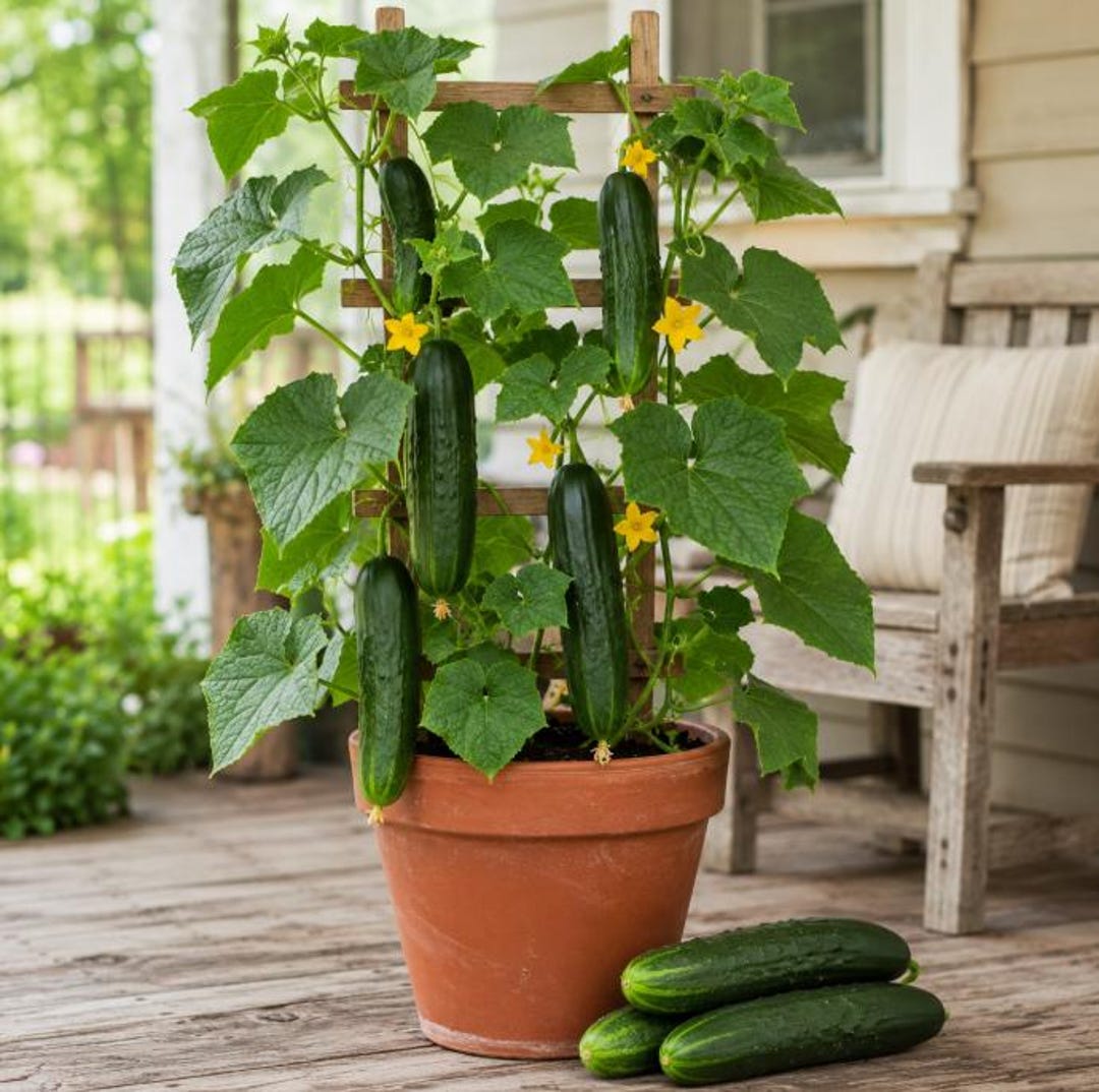 Set 2 Marketmore Cucumber Live Plants 3-5 Inch Tall, Heirloom Cucumber ...