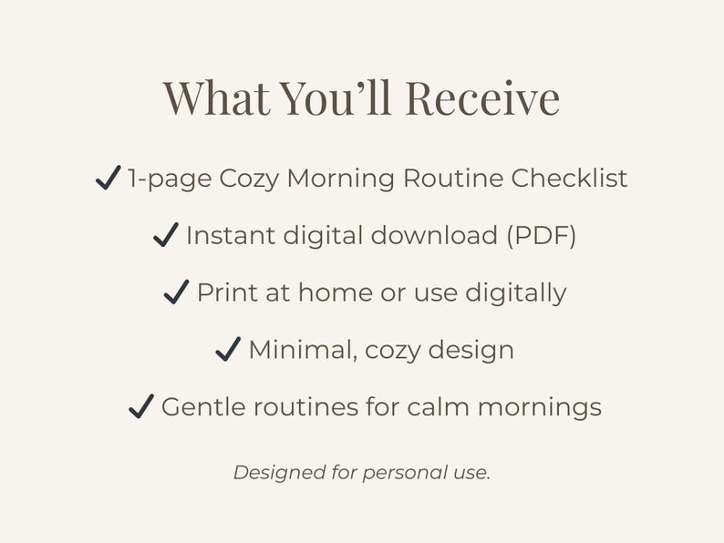 Cozy Morning Checklist Printable for Gentle Daily Routines - Etsy