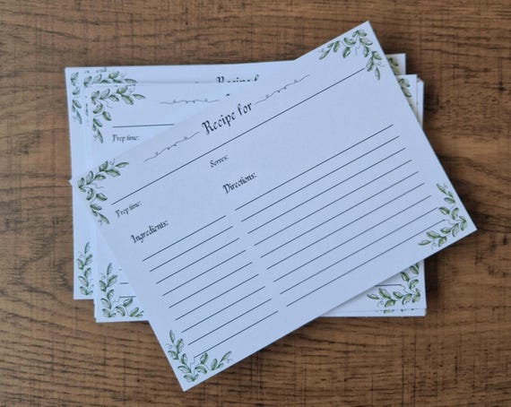 Recipe Cards A6 • Minimal Floral Recipe Card Set • Double-Sided 250gsm • Kitchen Binder Inserts