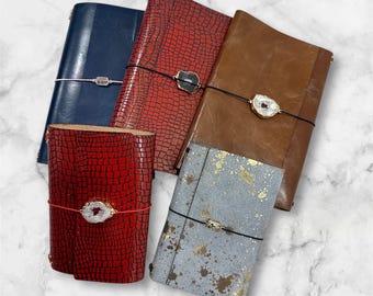 Custom A5 Leather Tri Fold Journal - Refillable Travel Notebook - Gift for Journal Lovers