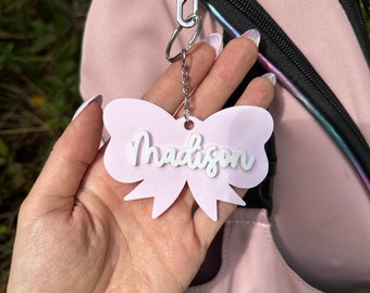 Custom Name Gift - Coquette Bow Keychain Bag Tag Decor