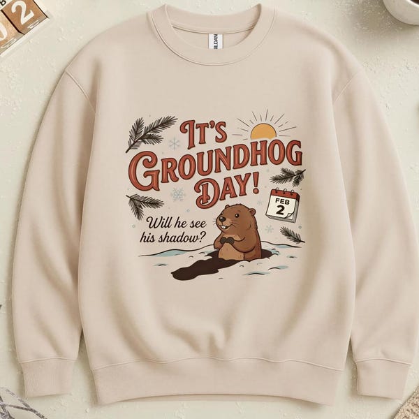 Vintage Groundhog Day Sweatshirt | Retro Groundhog Crewneck | Cute Winter Sweater | February 2nd Shirt | Funny Teacher Holiday Gift