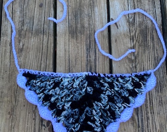 Crochet Black and White Bandana